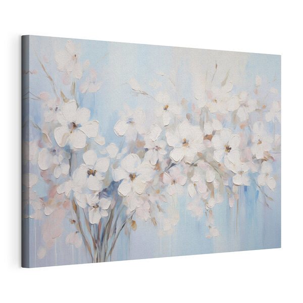 Stampa su tela Dipinto raffigurante fiori bianchi