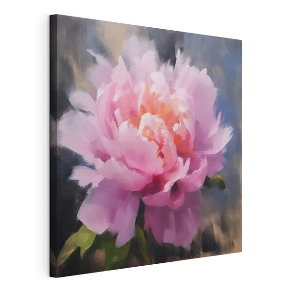 Fiore rosa con foglie verdi Stampa su tela Fiore rosa con foglie verdi