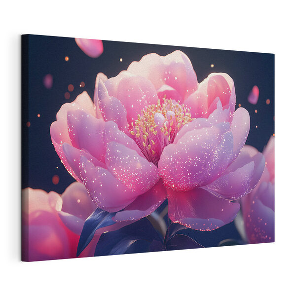 Fiore rosa con brillantini Stampa su tela Fiore rosa con brillantini