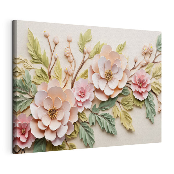 Fiori e foglie di carta Stampa su tela Fiori e foglie di carta