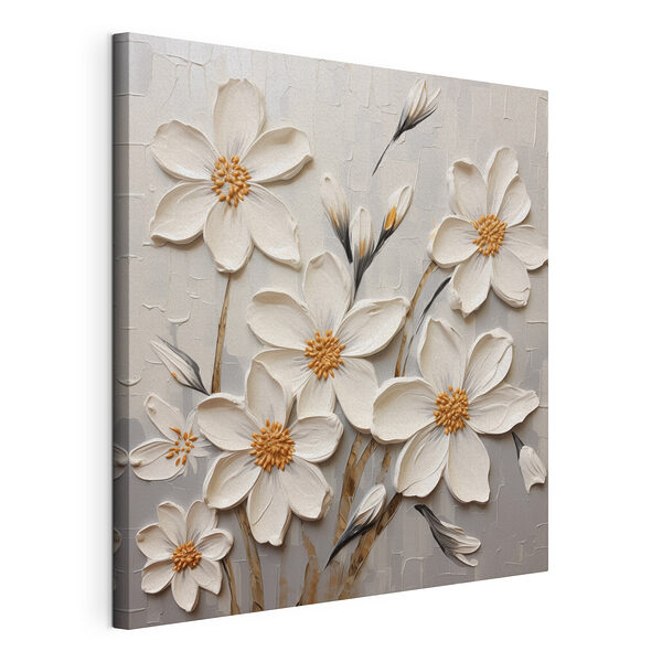 Stampa su tela Dipinto raffigurante fiori bianchi