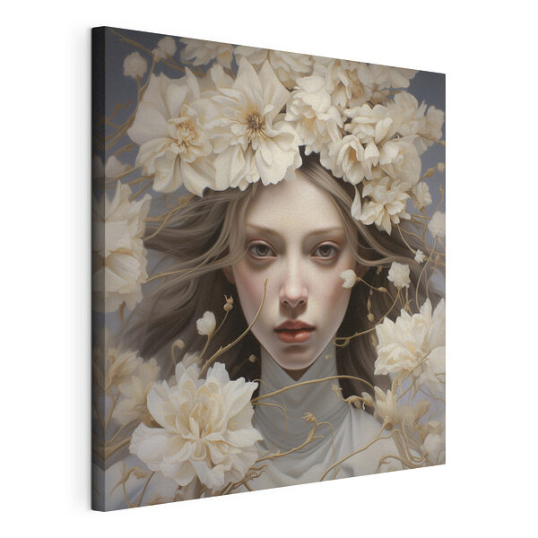 Donna con dei fiori tra i capelli Stampa su tela Donna con dei fiori tra i capelli