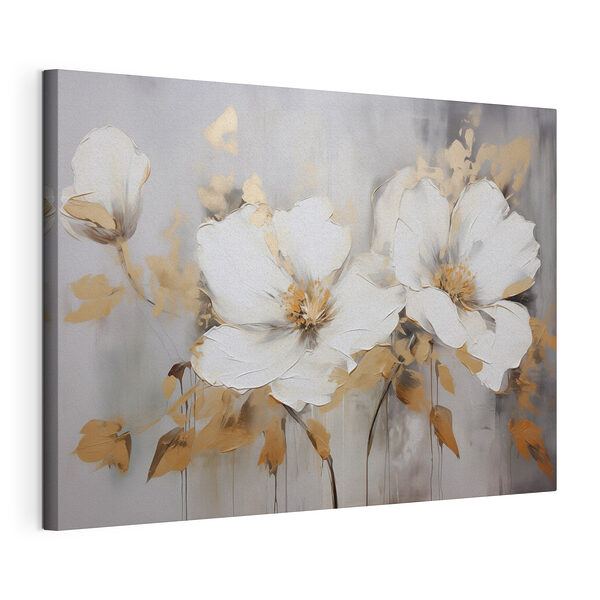 Stampa su tela Dipinto raffigurante fiori bianchi