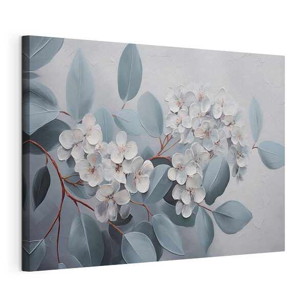 Dipinto raffigurante fiori bianchi e foglie Stampa su tela Dipinto raffigurante fiori bianchi e foglie