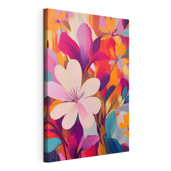 Stampa su tela Dipinto di fiori e foglie