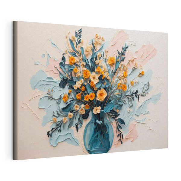 Stampa su tela Dipinto raffigurante dei fiori in un vaso