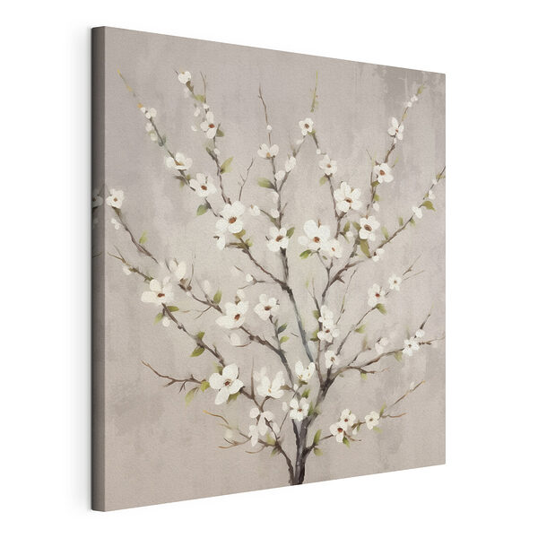 Dipinto raffigurante un albero con fiori bianchi Stampa su tela Dipinto raffigurante un albero con fiori bianchi
