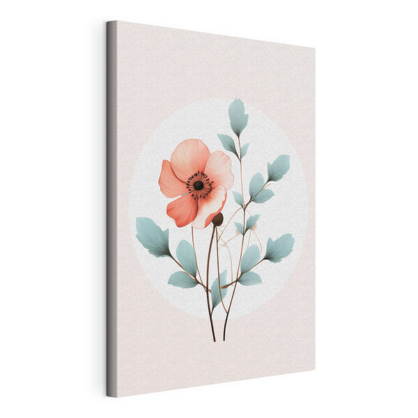 Fiore con foglie su uno stelo Stampa su tela Fiore con foglie su uno stelo
