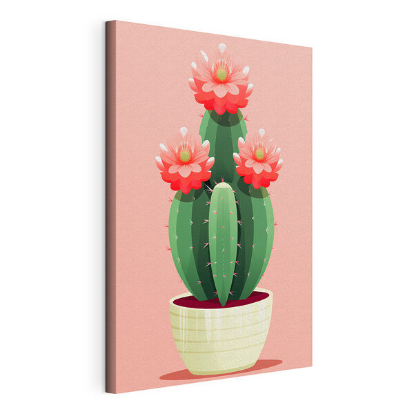 Cactus con fiori rosa Stampa su tela Cactus con fiori rosa
