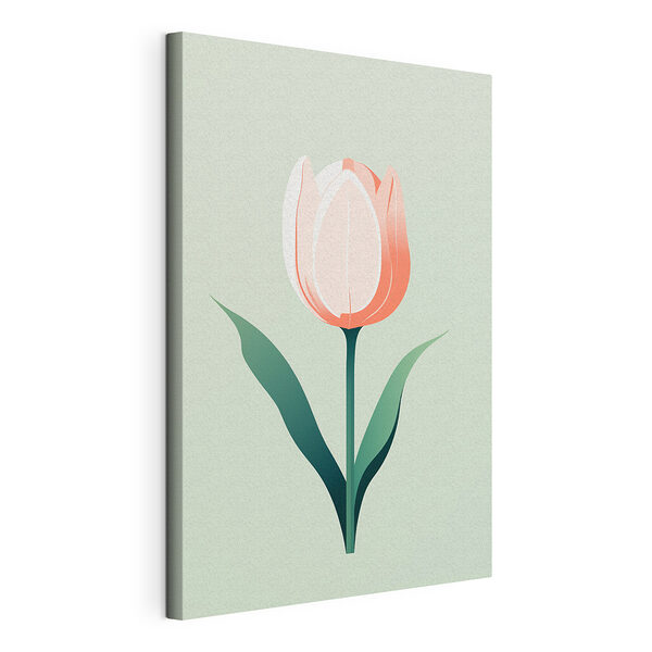 Fiore rosa con foglie verdi Stampa su tela Fiore rosa con foglie verdi