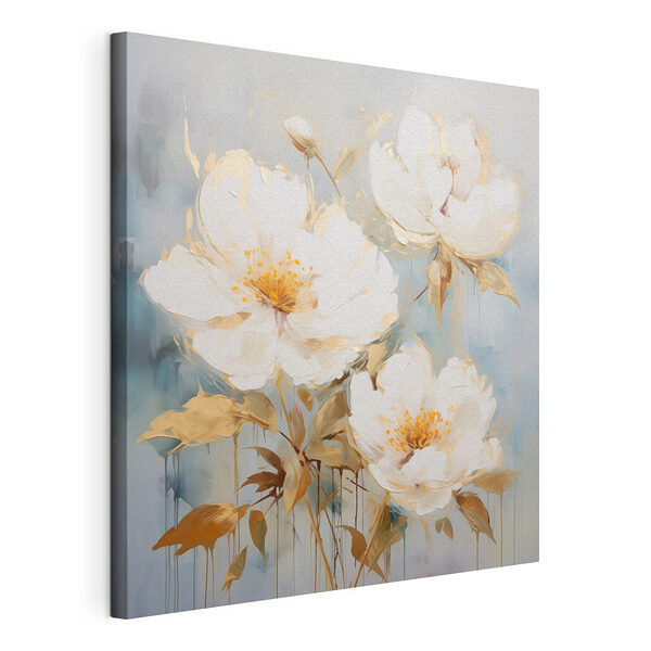 Stampa su tela Dipinto raffigurante fiori bianchi