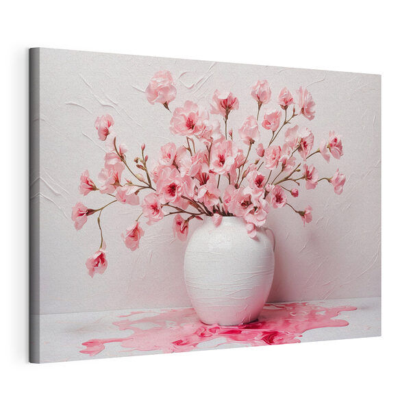 Stampa su tela Vaso con fiori rosa