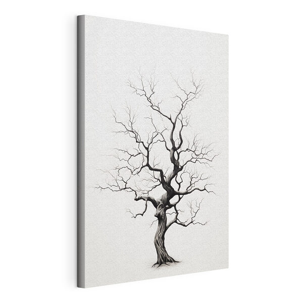 Stampa su tela Disegno in bianco e nero di un albero