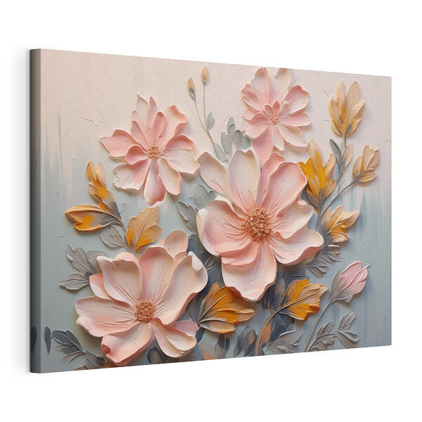 Stampa su tela Dipinto di fiori e foglie