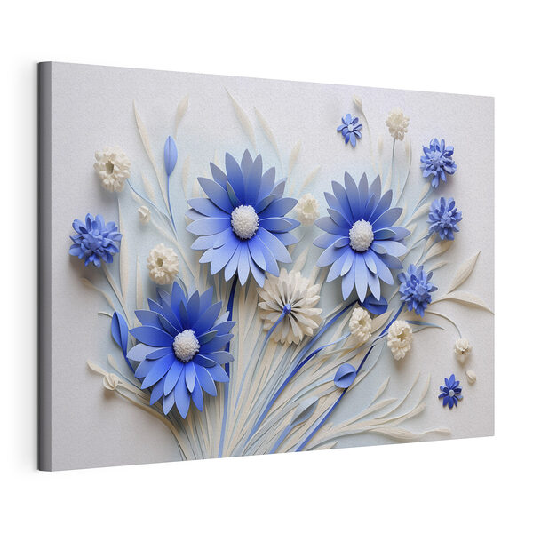 Fiori di carta blu e bianchi Stampa su tela Fiori di carta blu e bianchi