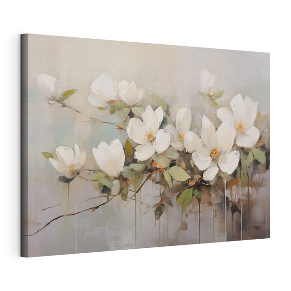 Stampa su tela Dipinto raffigurante fiori bianchi