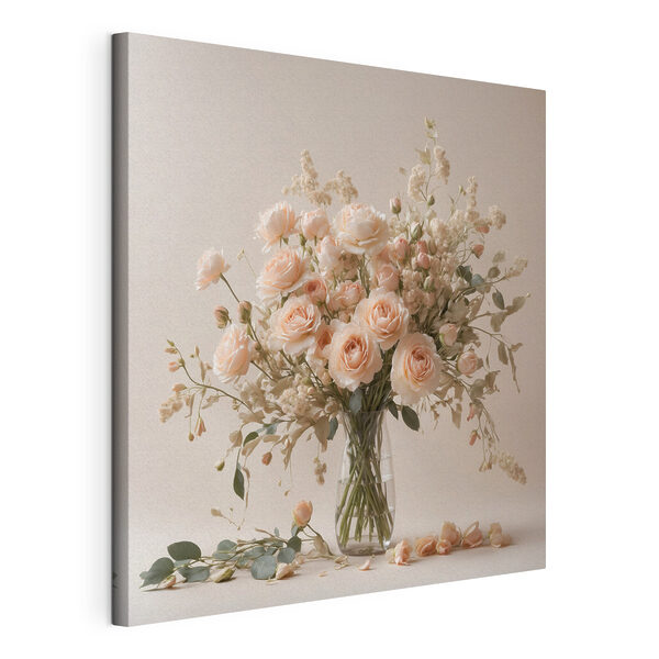 Vaso di fiori su una superficie bianca Stampa su tela Vaso di fiori su una superficie bianca