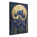 Stampa su tela Dipinto raffigurante dei fiori e una luna