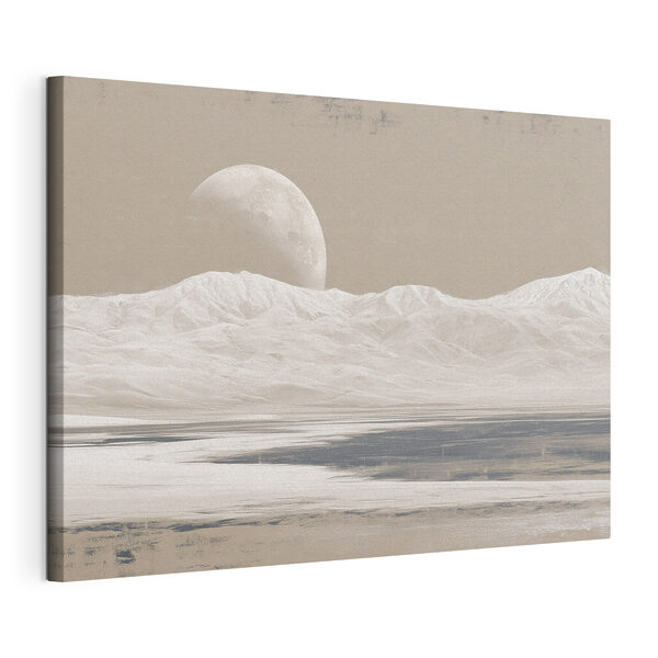Stampa su tela La luna su una montagna innevata