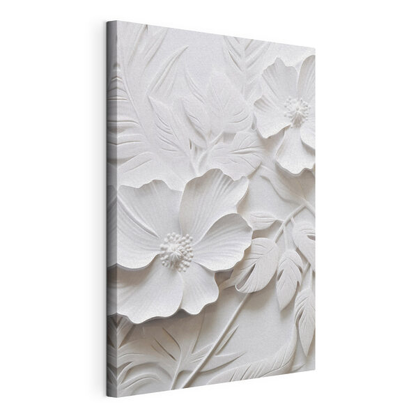 Stampa su tela Fiore bianco con foglie