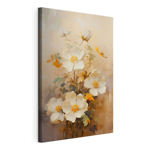 Stampa su tela Dipinto raffigurante fiori bianchi