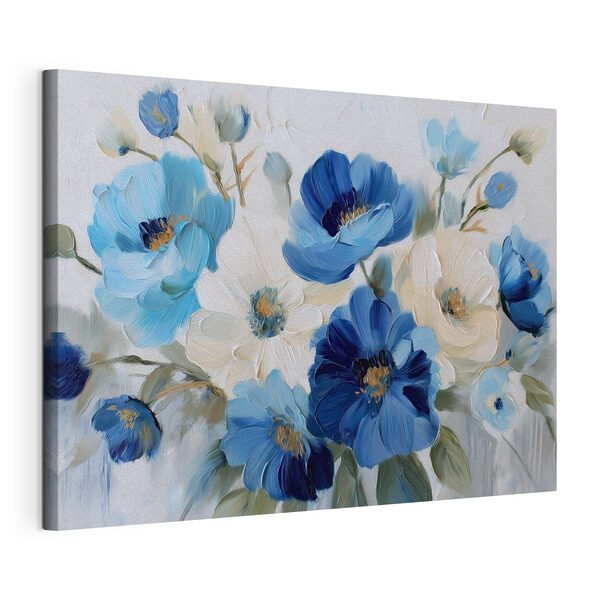 Dipinto raffigurante fiori blu e bianchi Stampa su tela Dipinto raffigurante fiori blu e bianchi