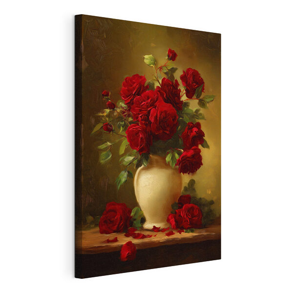 Dipinto raffigurante un vaso di rose rosse Stampa su tela Dipinto raffigurante un vaso di rose rosse