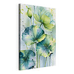 Stampa su tela Dipinto raffigurante foglie verdi e blu