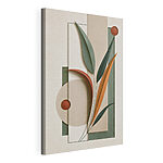 Stampa su tela Opera d'arte con foglie e cerchi