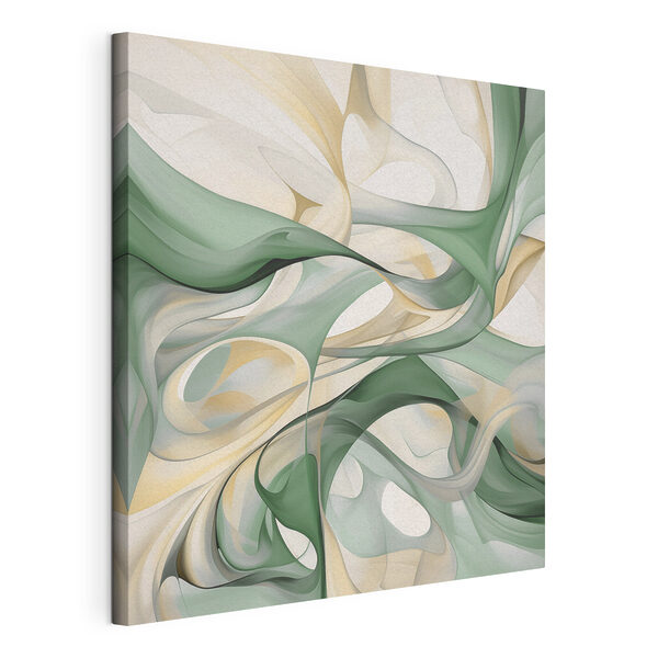 Forme sinuose nei toni del verde e del crema Stampa su tela Forme sinuose nei toni del verde e del crema