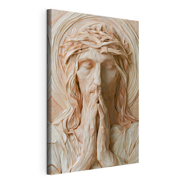Stampa su tela Scultura raffigurante un uomo con le mani giunte
