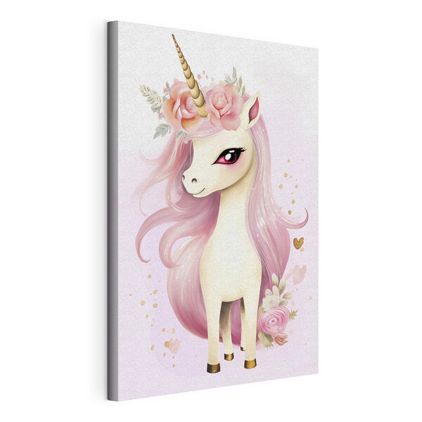 Stampa su tela Unicorno con i capelli rosa e dei fiori (COD: s45484) Stampa su tela Stampa su tela Unicorno con i capelli rosa e dei fiori (COD: s45484)