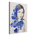 Stampa su tela Donna con fiori blu