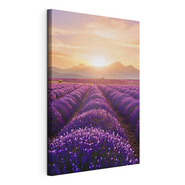 Stampa su tela Campo di lavanda con le montagne sullo sfondo