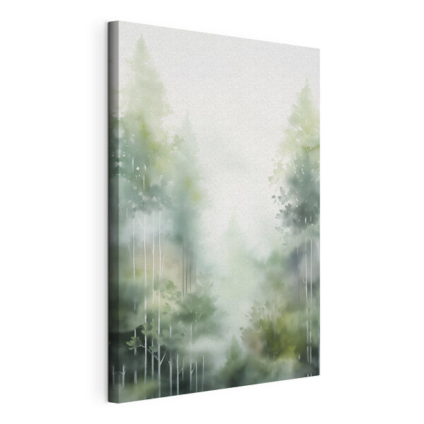 Stampa su tela Dipinto di alberi nella nebbia