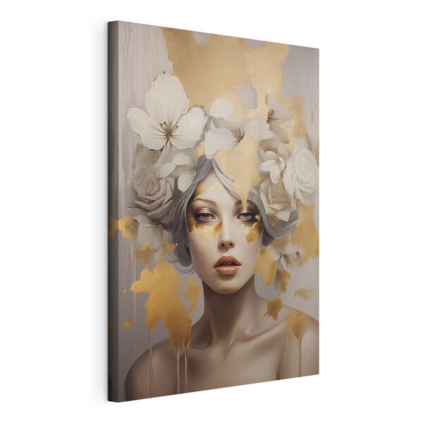 Dipinto raffigurante una donna con dei fiori tra i capelli Stampa su tela Dipinto raffigurante una donna con dei fiori tra i capelli