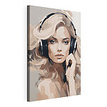 Stampa su tela Donna con le cuffie