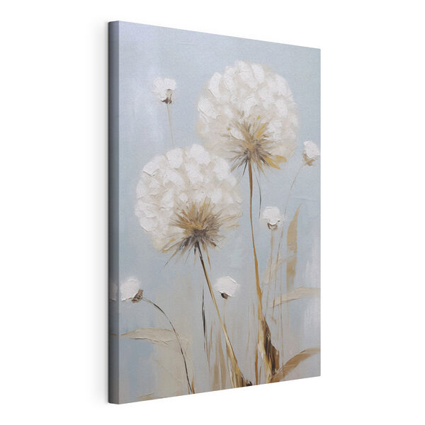 Stampa su tela Dipinto raffigurante dei fiori su sfondo blu