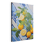 Stampa su tela Dipinto raffigurante limoni e foglie