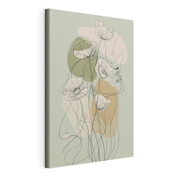 Stampa su tela Disegno di una donna con dei fiori