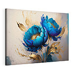 Stampa su tela Fiori blu con riflessi metallici