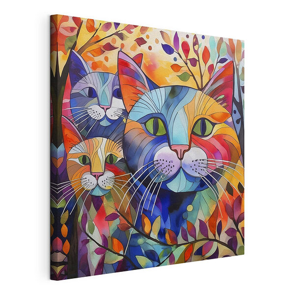Stampa su tela Faccia di gatto colorata con baffi