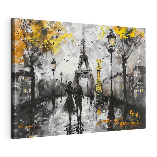 Parigi in bianco e nero e con tocchi di colore Stampa su tela Parigi in bianco e nero e con tocchi di colore