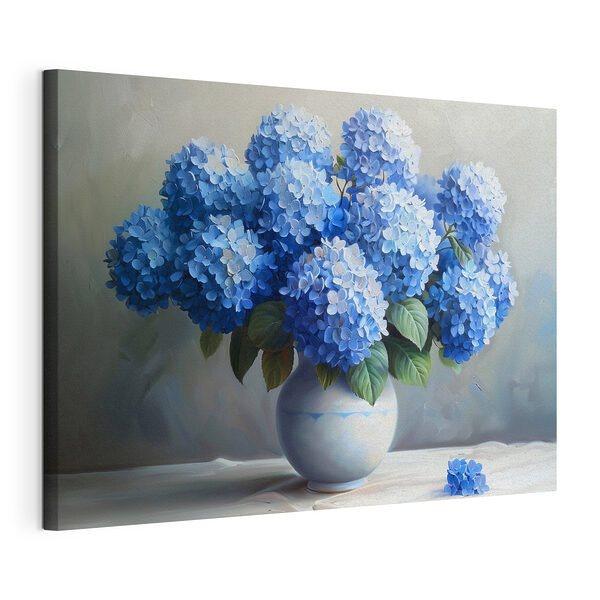 Dipinto raffigurante fiori blu in un vaso Stampa su tela Dipinto raffigurante fiori blu in un vaso