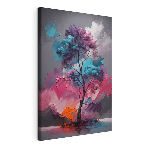 Stampa su tela Dipinto raffigurante un albero con colori diversi