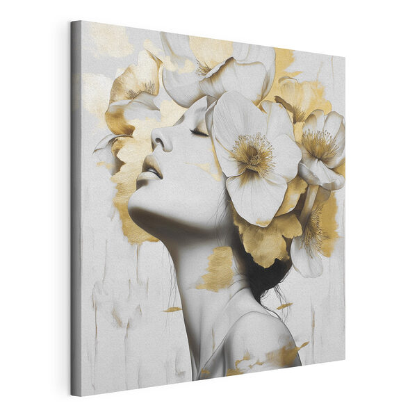Donna con dei fiori tra i capelli Stampa su tela Donna con dei fiori tra i capelli