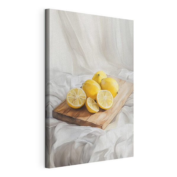Stampa su tela Un gruppo di limoni su un tagliere