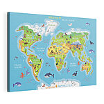 Stampa su tela Mappa del mondo con gli animali