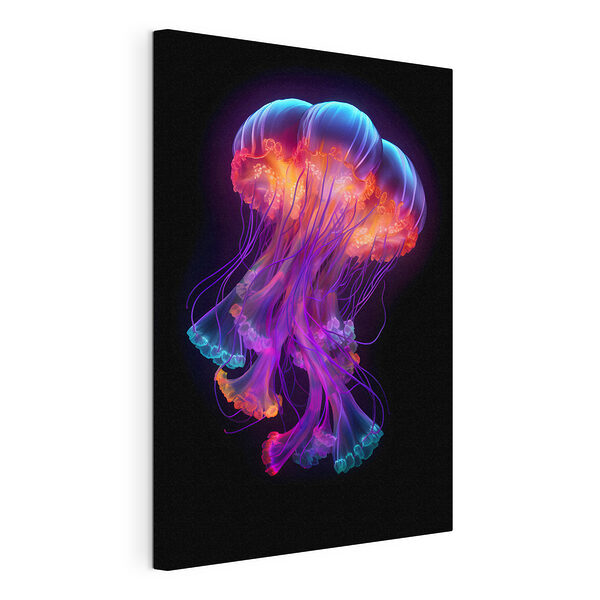 Stampa su tela Meduse al neon che scivolano nell'oscurità