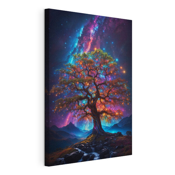 Albero con luci colorate Stampa su tela Albero con luci colorate